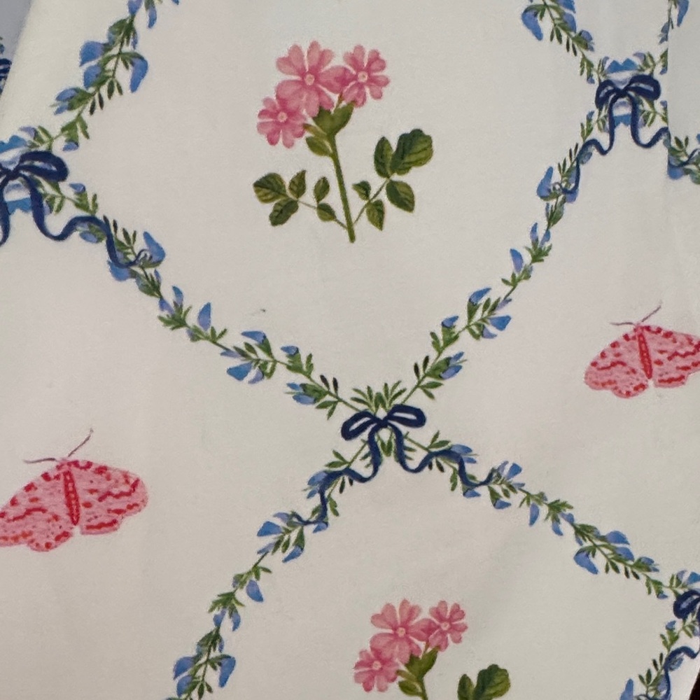 Hill House White Mini Dress with Pink & Blue Floral Lattice - Picture 10 of 15